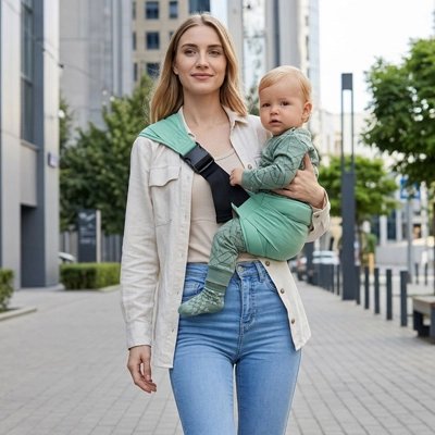 Porte bébé maman en balade avec bebe