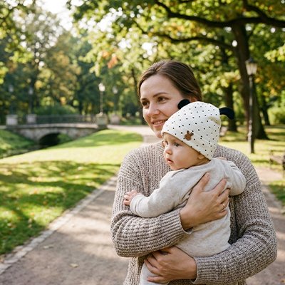Bonnet bebe maman portant bebe