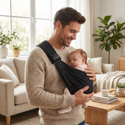 écharpe de portage bebe papa avec bebe