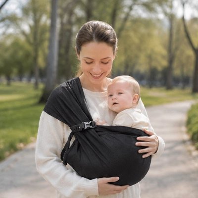 écharpe de portage maman au parc avec bebe