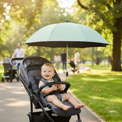 Ombrelle pour poussette​ bebe au parc