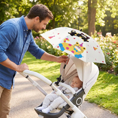 Ombrelle pour poussette papa s occupe de son bebe 