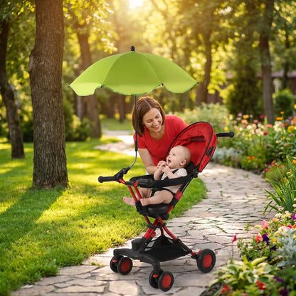 ombrelle poussette maman protège son bebe au parc