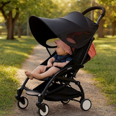 Par soleil pour poussette​ bebe en abri dans sa poussette