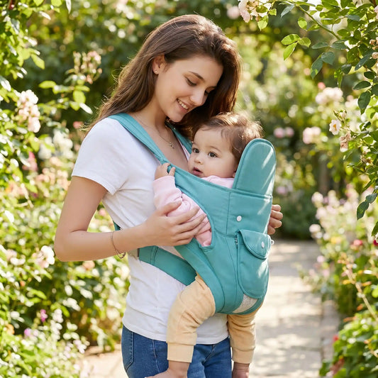 porte bébé maman au jardin