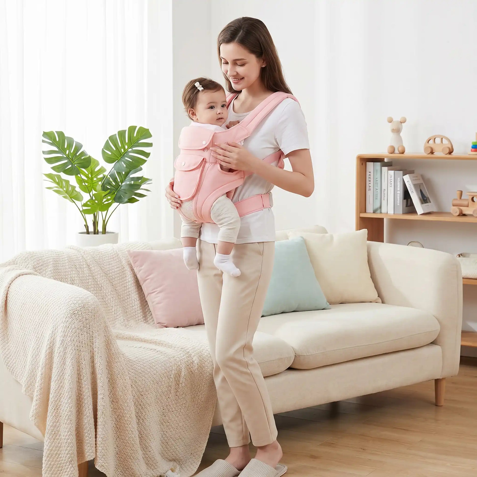 porte bébé maman au salon relaxing