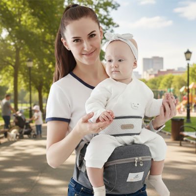 Porte bebe maman et sa fille en sortie