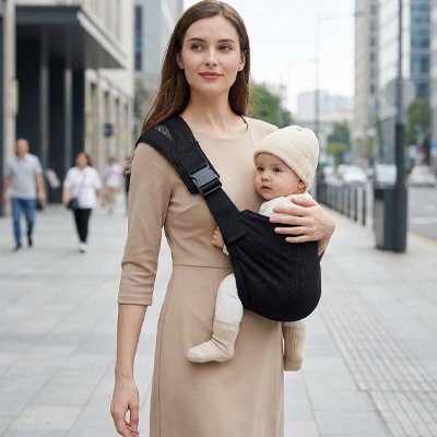 Porte bebe maman et son bebe en ville