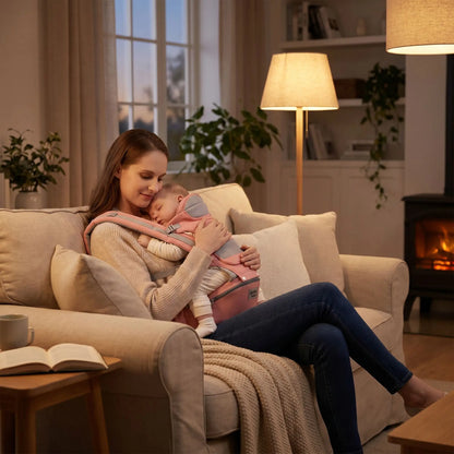 porte bébé maman se repose au salon