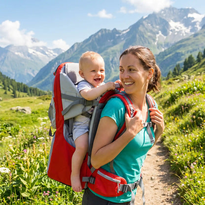 porte bébé randonnée maman souriante