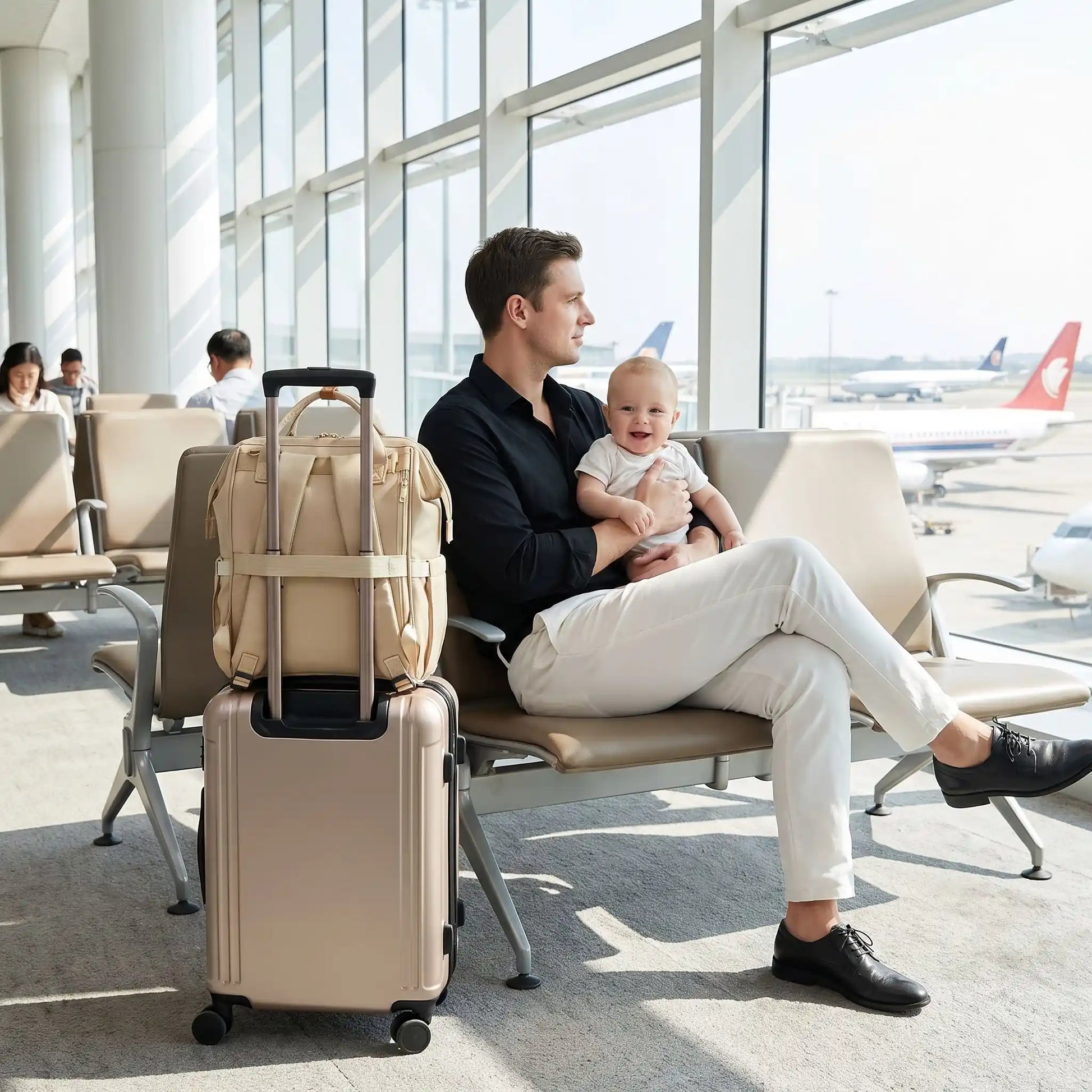 sac à Langer à dos papa en voyage avec bebe