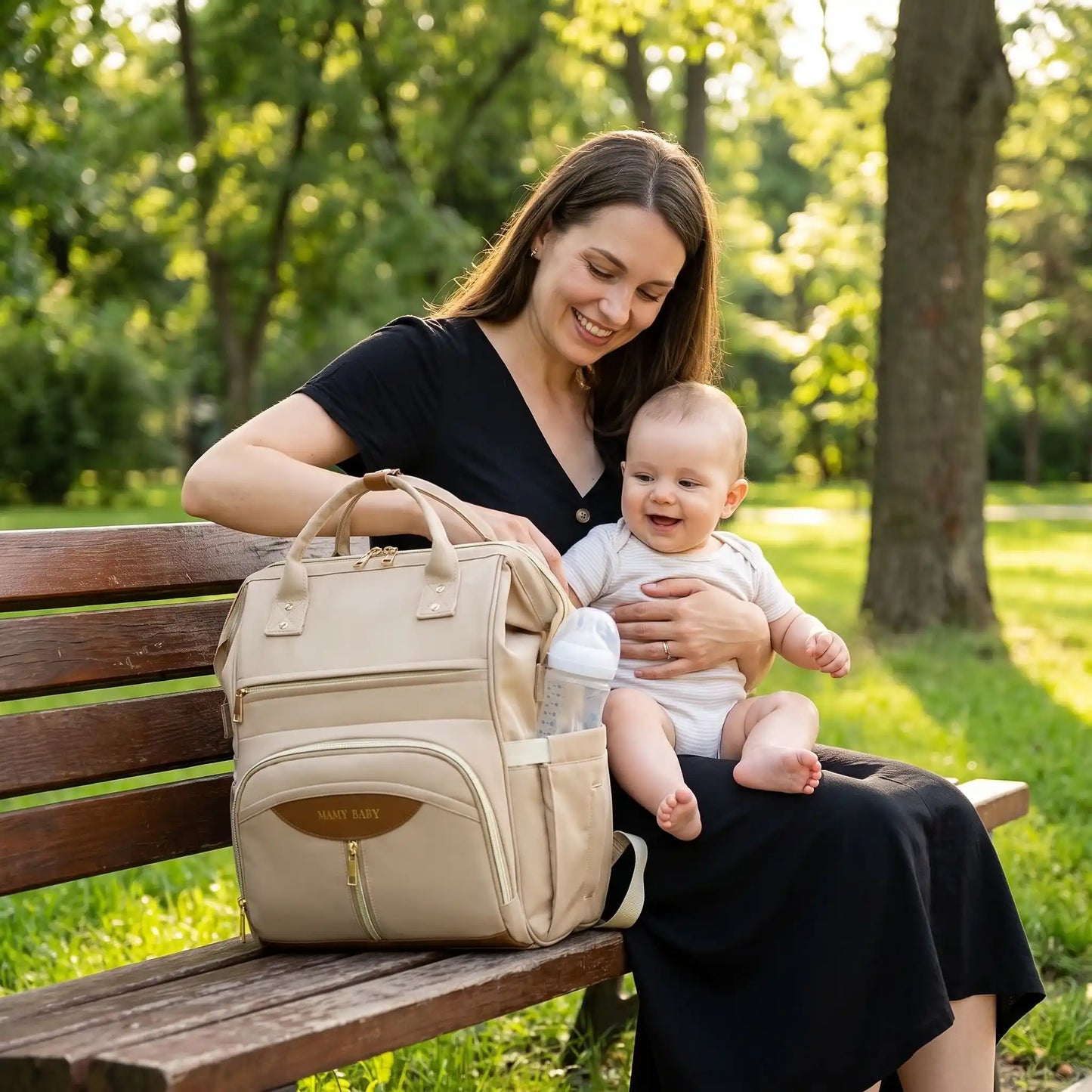sac à Langer à dos maman en balade avec bebe