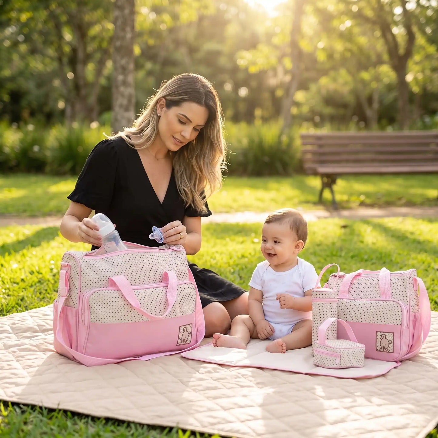 sac à Langer maman arrange biberon avec bebe